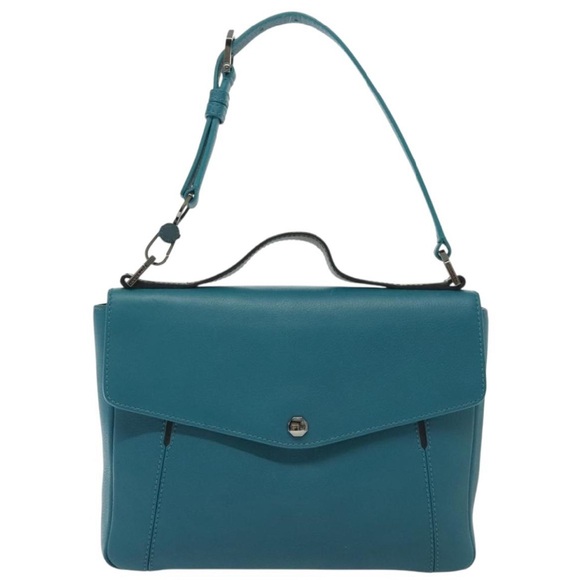 BVLGARI top handle Shoulder Bag Leather Turquoise Blue - Picture 1 of 14